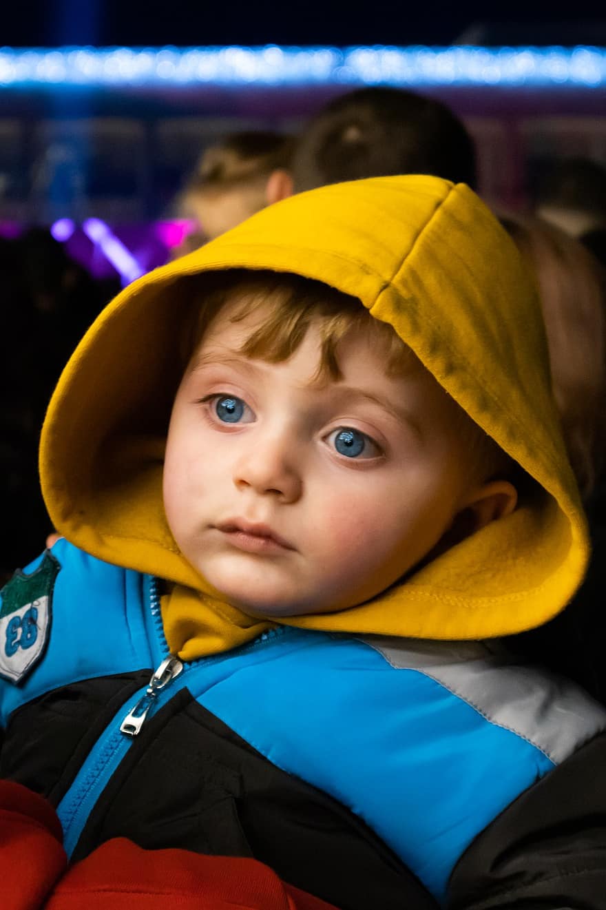 बच्चा, लड़का, चित्र, नीली आंखें, युवा, टोपी वाला स्वेटर, प्यारा