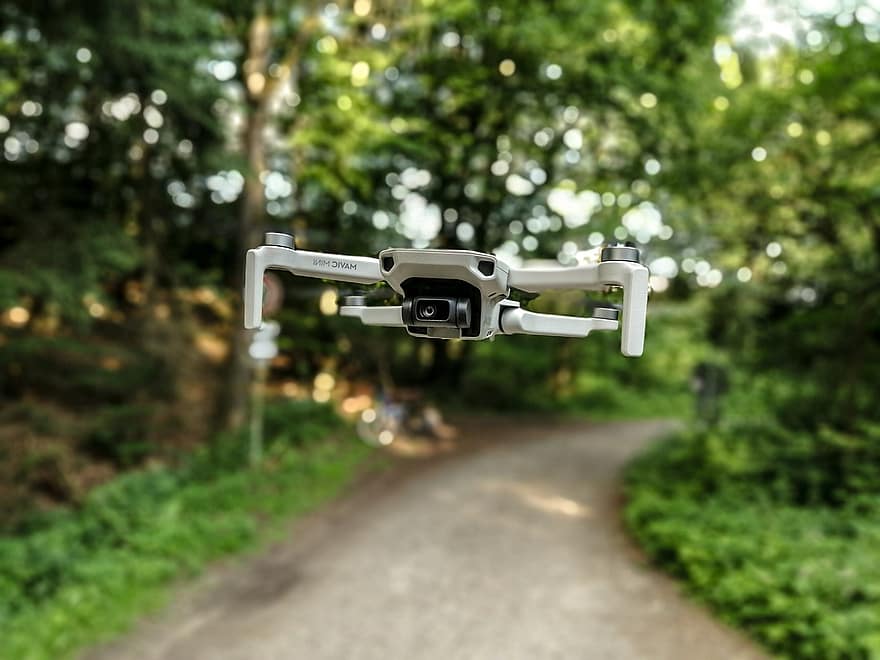 drone, quadrokopter, Mavic, Dji, Skov, flyvende
