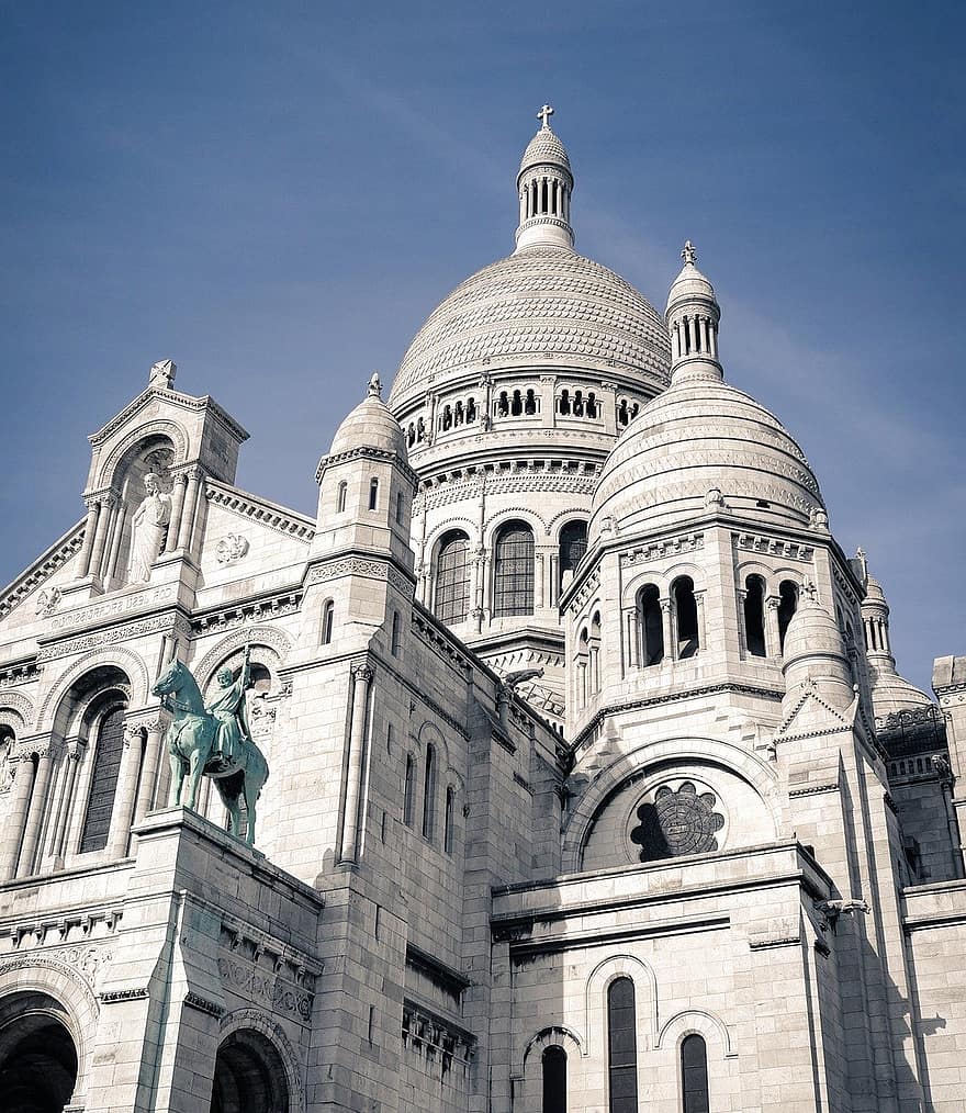 Kirche, Gebäude, Religion, Christentum, Paris, Frankreich, montmartre, sacré coeur, Wahrzeichen, Tourismus, Reise