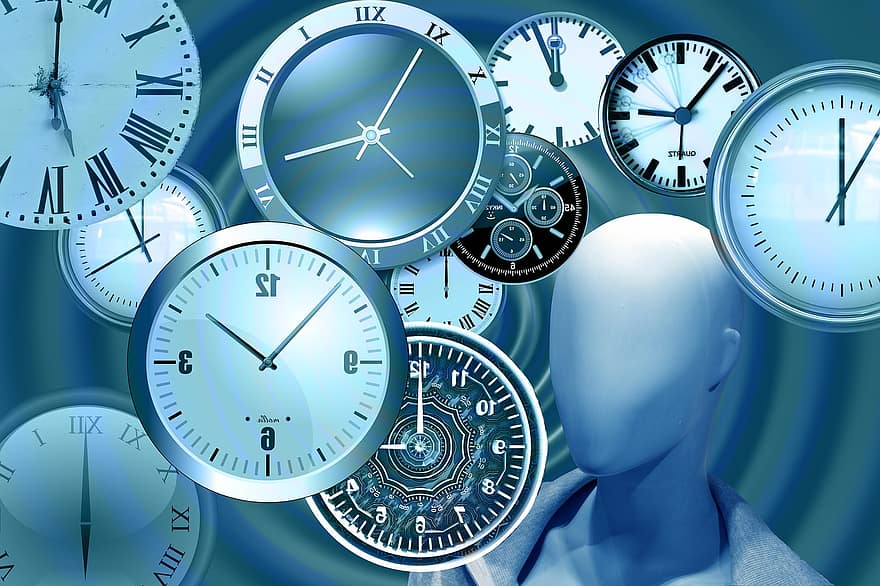 Zeit, Uhr, Kopf, Schaufensterpuppe, Uhren, Zeit des, Geschäft, geplanter Termin, Vergangenheit, Zahlen, Zeiger