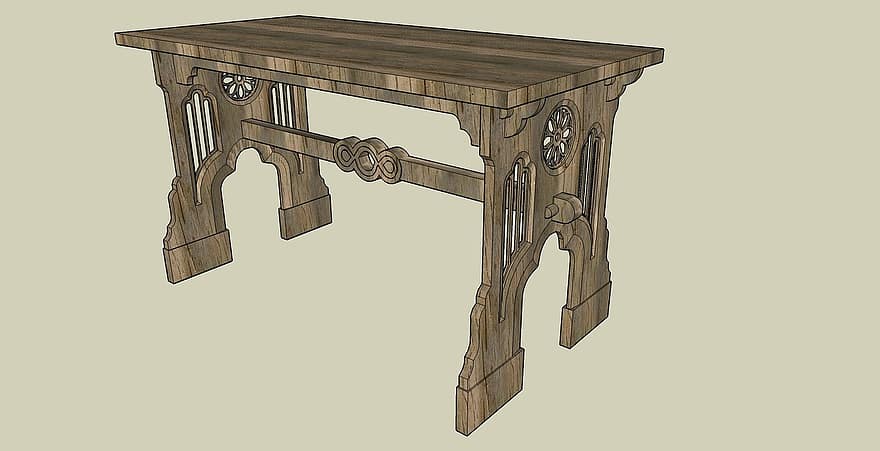 テーブル、古い、机、ビンテージ、木製、木材
