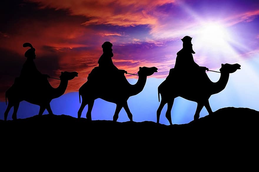pyhät kolme kuningasta, pyhä, kuninkaat, betlehemin tähti, joulutähti, kameli, ratsastaa, Kolme tapaa, tapoja, Melchior, Caspar