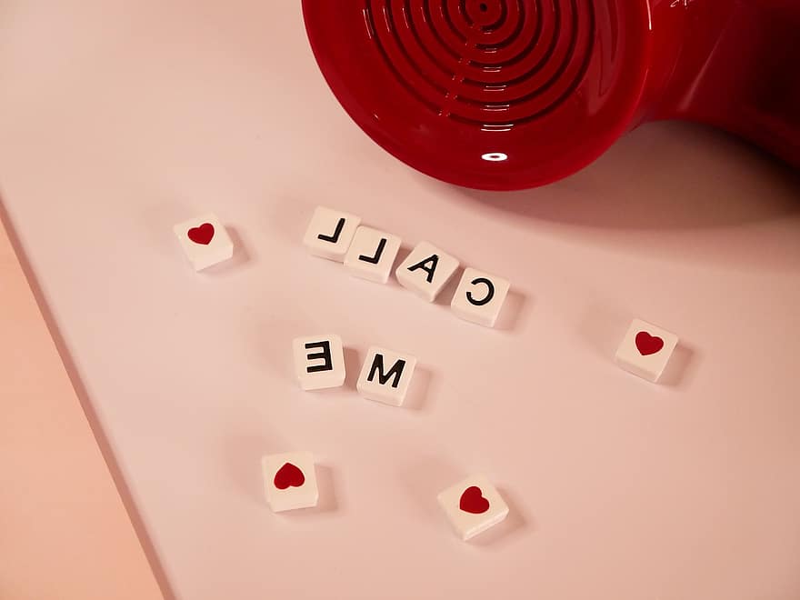 bel mij, Valentijnsdag, liefde, brief, schrijfbehoeften, telefoontje, harten, telefoon, het gokken, vrijetijdsspellen, succes