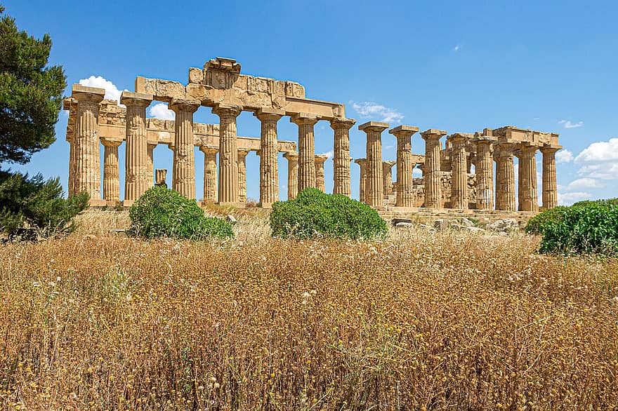 templom, ősi, Tempio Di Hera, oszlopok, történelmi, tájékozódási pont, építészet, görög, Szicília, sziget, épület
