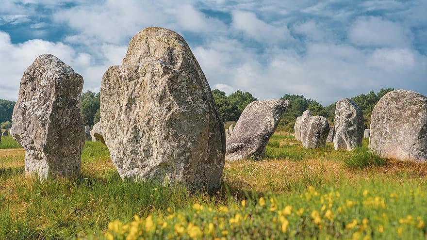 Menhir, Steine, Carnac, Bretagne, Reisen, Erkundung, draußen, stehende Steine, Landschaft, Natur, Megalith