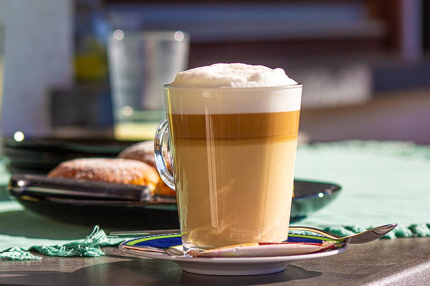 kopi, cangkir, minum, minuman, kopi panas, milchschaum, papan, cappuccino, kopi susu, rehat kopi, sarapan