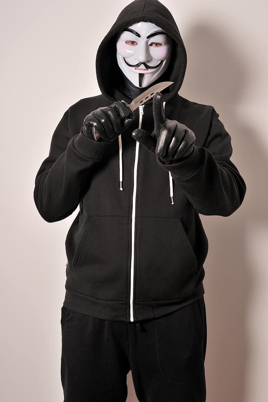 criminal, máscara, guantes de cuero, anónimo, Máscara anónima, ladrón, robo, crimen, mal, hombres, adulto