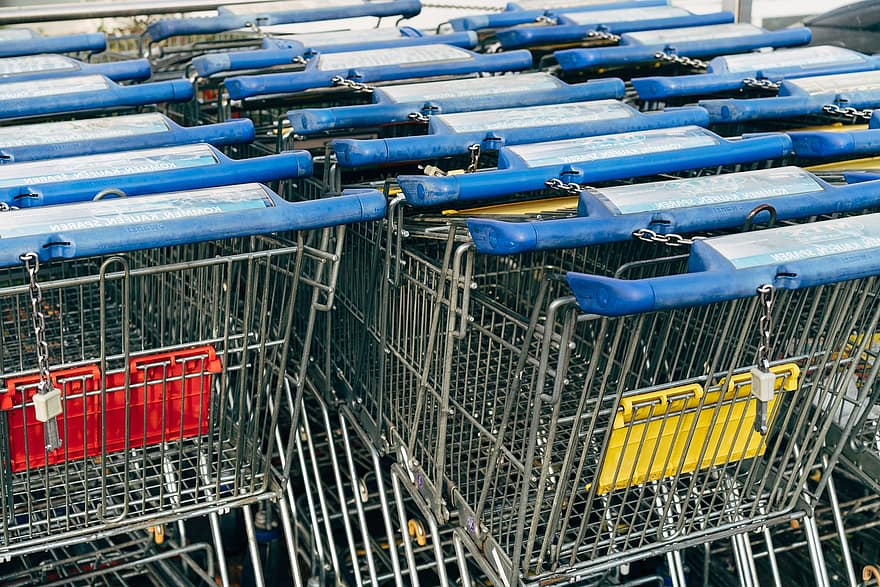 nakupování, nákupní vozíky, Nákupní vozíky, supermarket