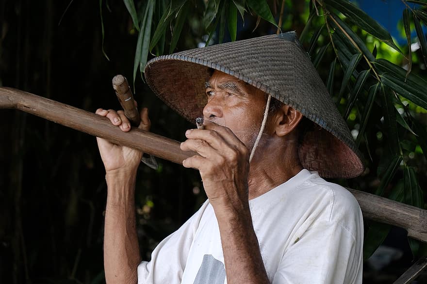 мъж, земеделски производител, природа, Blitar, Ява, Индонезия, портрет, старец, на открито, Човешки интерс, хора