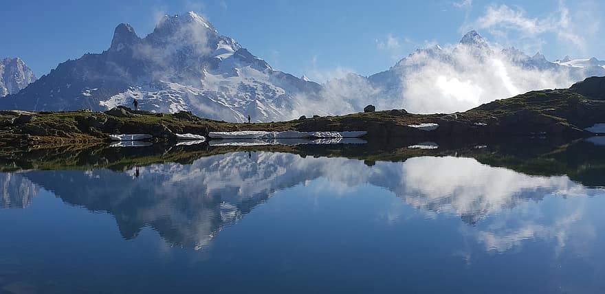 luonto, matkustaa, tutkiminen, ulkona, Alpit, vaellus, Tour De Mont Blanc, vuori, vuorenhuippu, vesi, maisema