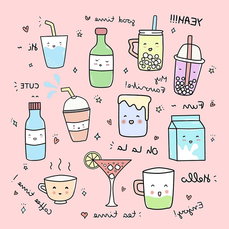 Drinks, Cocktails, Doodle, Coffee, Glass, Tea, Cup, Party, Juice, Water, Beverages