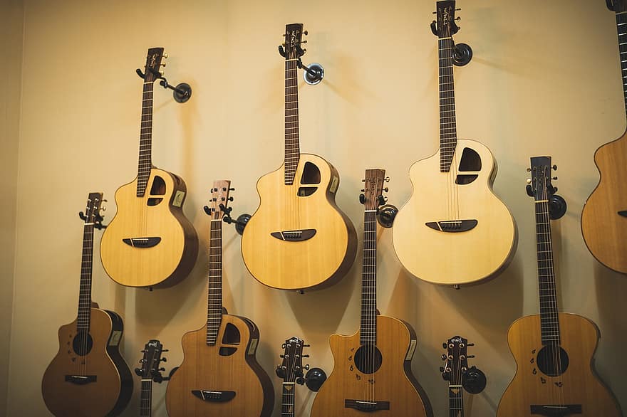 gitar, string, musik, instrumen, pemusik, pita, bermain