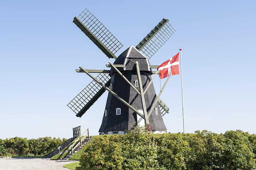 väderkvarn, Danmark, landsbygden, arkitektur