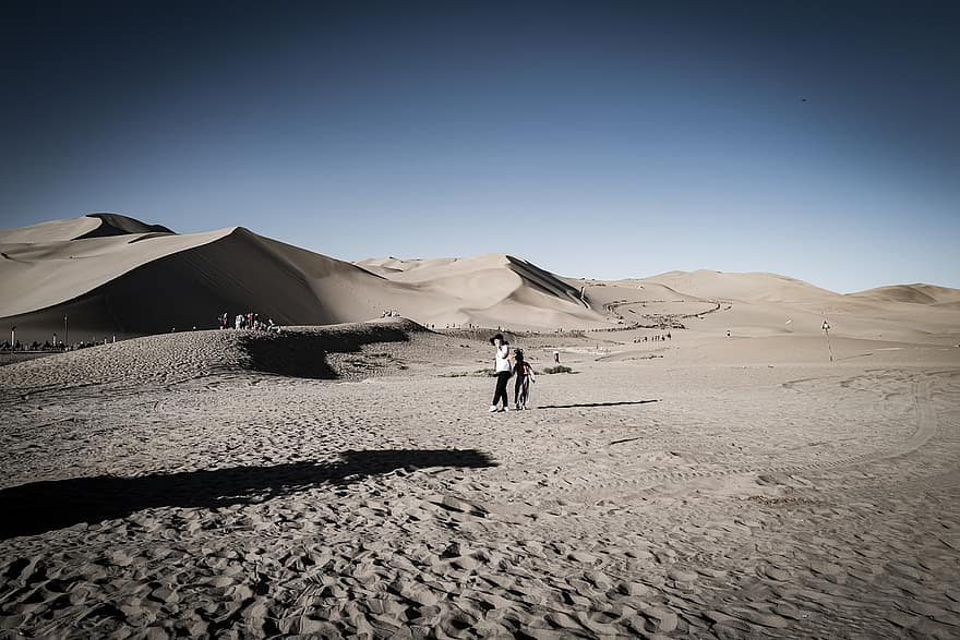 Dunhuang, Mingsha, Desierto, dunas, arena, paisaje, naturaleza
