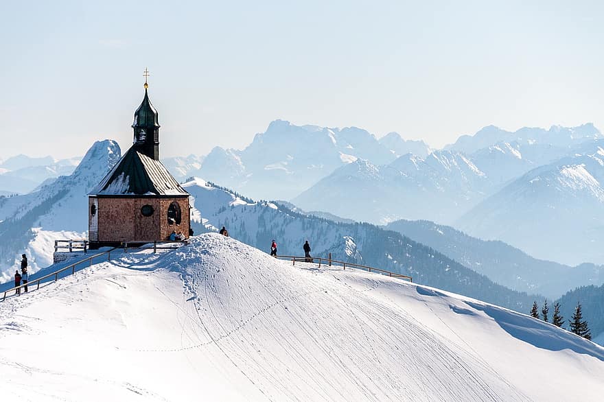 Germania, inverno, Wallberg, montagne, Baviera, Rottach-Egern, la neve, paesaggio, natura