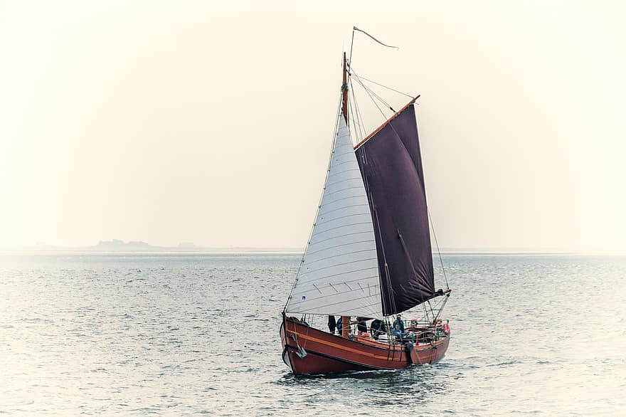 enviar, velero, mar, Oceano, olas, vela, histórico, bote de madera