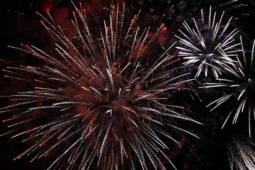 fuegos artificiales, celebracion, día de Año Nuevo, Vispera de Año Nuevo