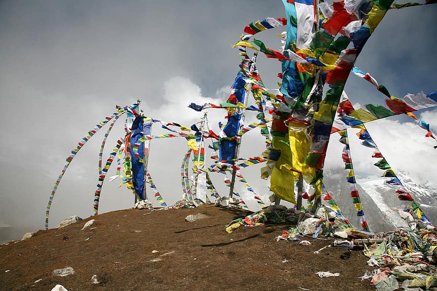 Nepal, tibetan steaguri de rugăciune, steaguri de rugăciune