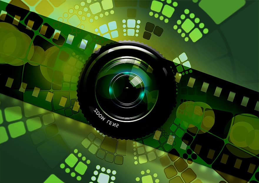 Lens, Photography, Green, Filmstrip, Film, Analog, Desktop, Background, Digital, Color, Colorful