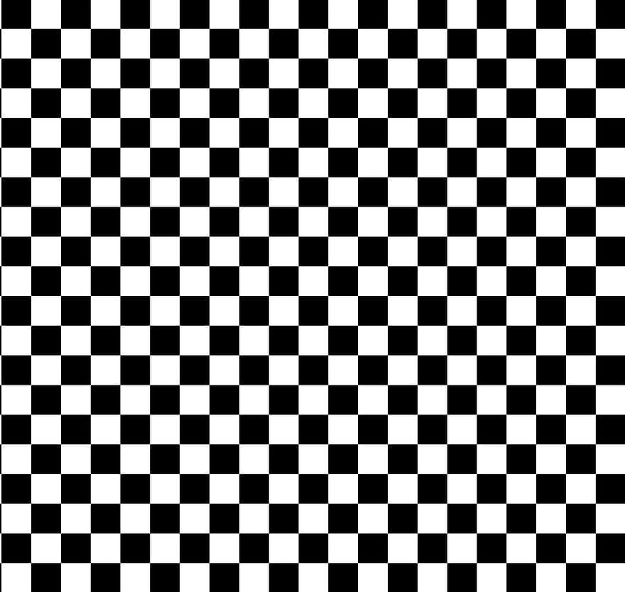 szachownica, wzór, szachy, czarny, biały, w kratkę, iluzja