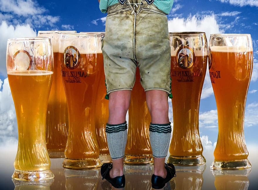 Oktoberfest, เบียร์ข้าวสาลี, แก้วเบียร์, ozapft คือ, กางเกงหนัง, ชุดแต่งกาย, ถุงเท้ายาว, น่อง, brogues, ดื่ม, โฟม