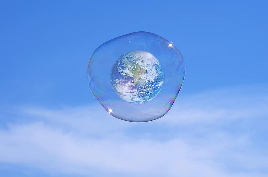 atmosfære, jord, klima, planet, boble, såpeboble, beskyttelse, dekker, miljø