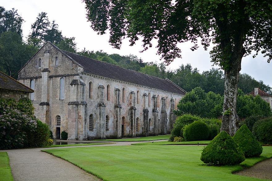 dwór, historyczny, architektura, park, klasztor, Francja, trawa, stary, historia, na zewnątrz budynku, chrześcijaństwo