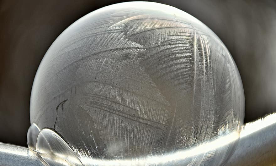 сапунен балон, ледени кристали, замръзнал, чуплив, зима, модел на лед