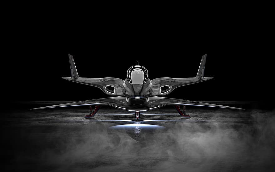 kone, ilma-alus, 3d renderoitu, 3d-mallinnus, suihkukone, lento, Futuristinen taso, Futuristinen lentokone, ilmailu-, innovaatio