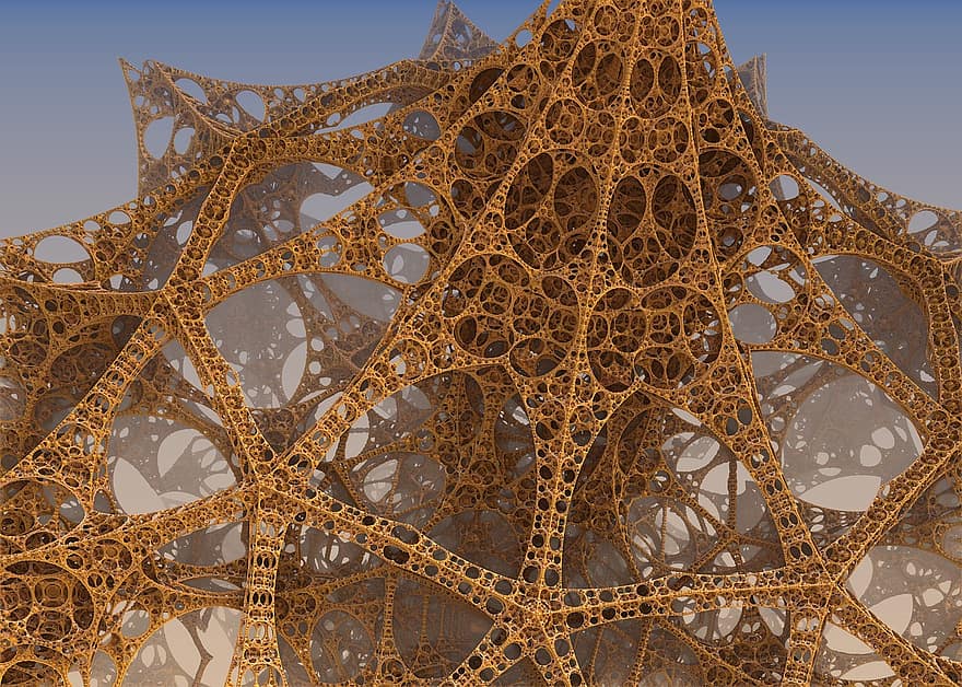 fractal, construcción, futuro, algoritmo, concepto de conexión, tecnología, futurista, Tecnología marrón, Construcción marrón
