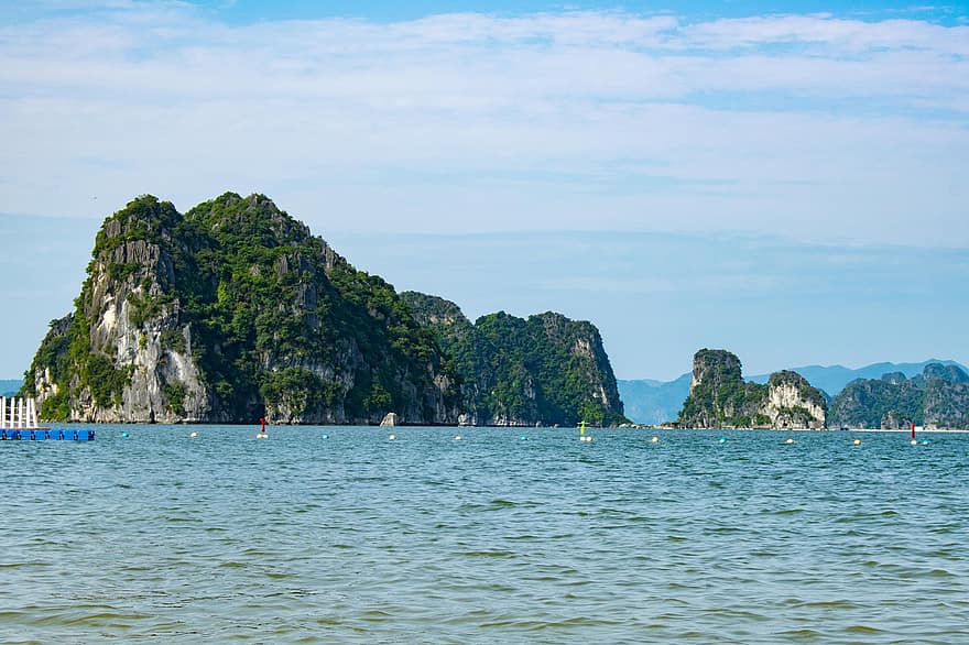 Beach, Island, Ha Long Bay, Ocean, Vietnam, Sea, Summer, Holiday, water, blue, cliff