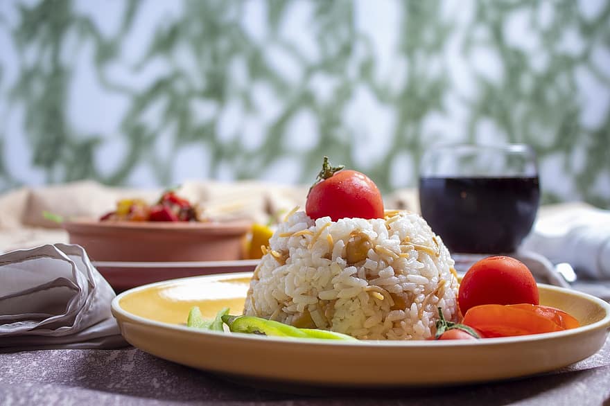 riz, tomates, aliments, grain, plat, table, Ramadan, iftar, Sahour, Islam, en bonne santé