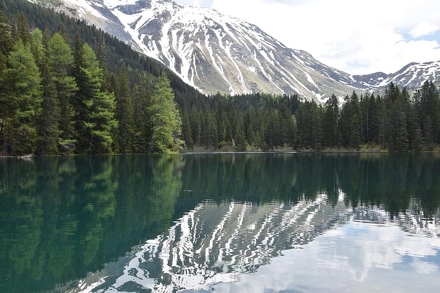 Lake, Mountains, Tyrol, Snow, Water, Reflection, Trees, Forest, Nature