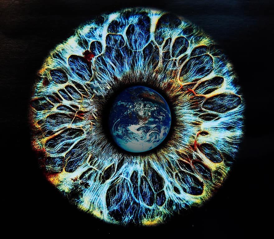 глаз, аура, Ирис См, земной шар, энергия, центр, мандала, район, геометрический, Посмотреть