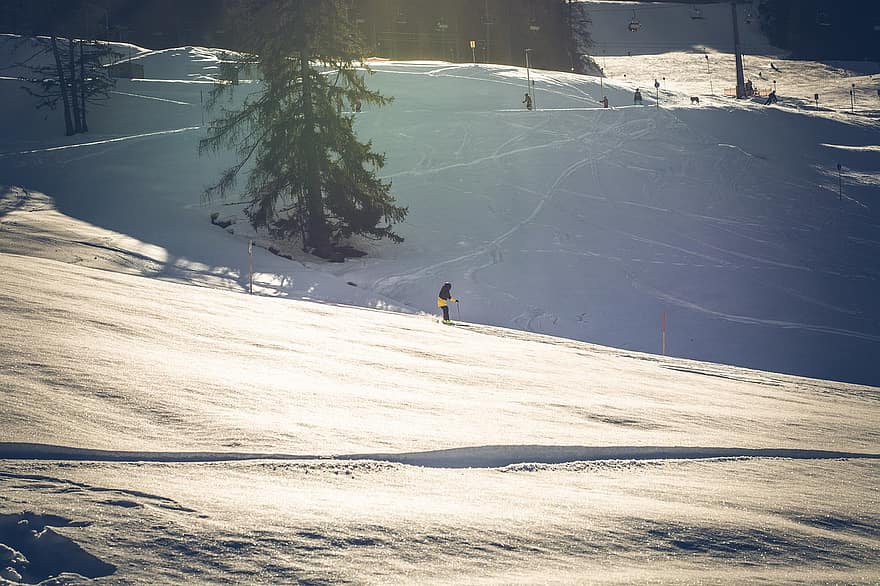 Skipiste, Piste, Winter, Schnee, Ski laufen, Sport, Hobby, Freizeit, Berg, Skifahren, Extremsportarten