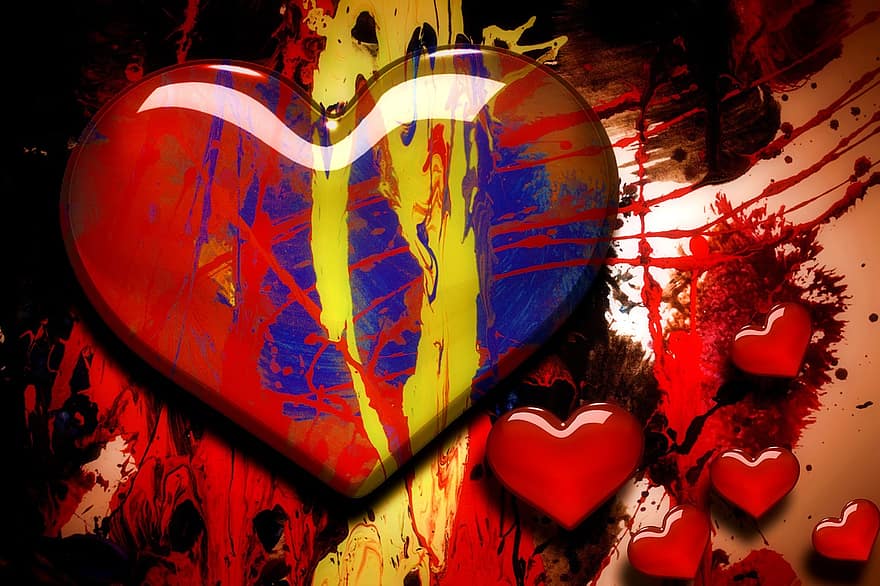 Heart, Color, Red, Background, Paint, Painted, Visual Arts, Picturesque Medium, Patient, Patients, Art