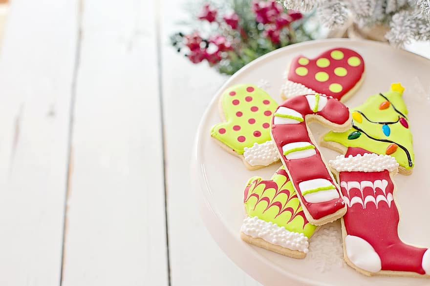 Cookies, Sweets, Treats, Christmas Cookies, Christmas Tree, Desserts, Holiday, Copy Space, Border, Frame, Trees