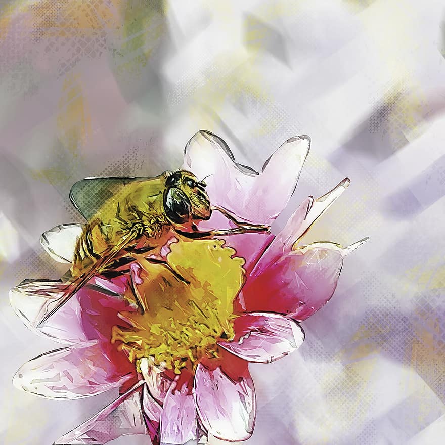 flor, abeja, insecto, néctar, flora, polen, animal, naturaleza, jardín, fauna silvestre, arte Fotografico