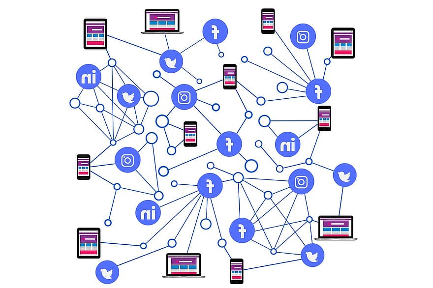 connexió, xarxa, Internet, facebook, twitter, linkedin