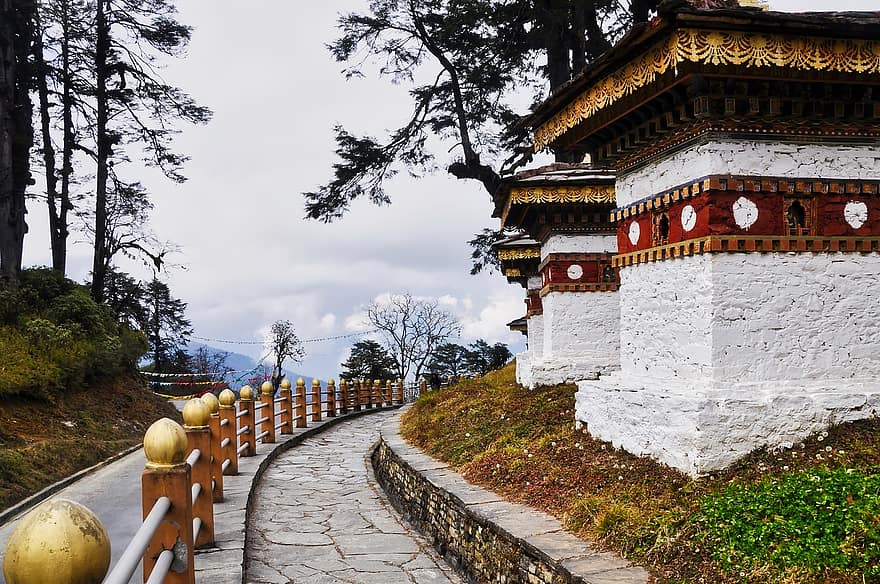 Друк Вангьял Чортенс, Бутане, перевал дочула, туристическая достопримечательность, ступа, Азия