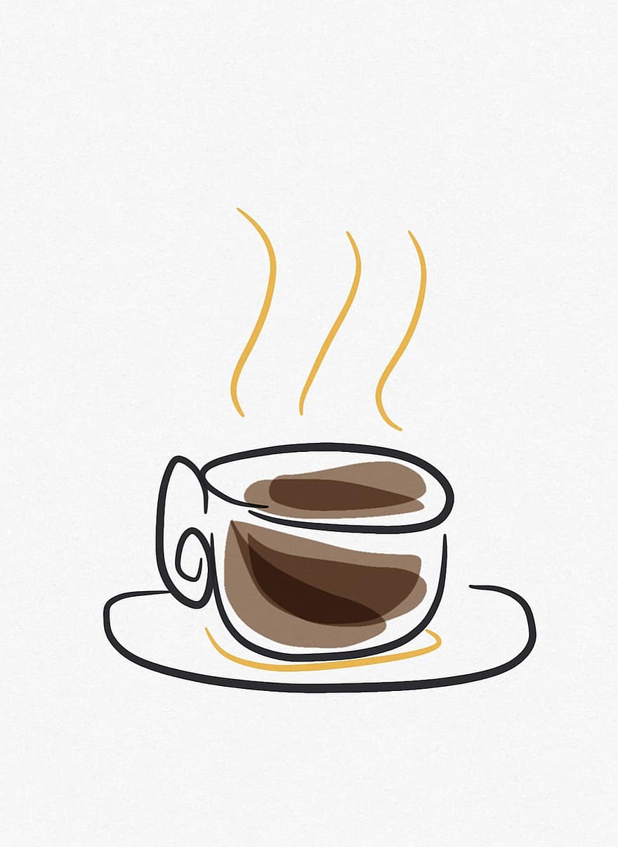 Kaffee, Getränk, warm, heiße Schokolade, Hitze, Temperatur, Lebensmittel, Becher, Hintergründe, Illustration, Dampf