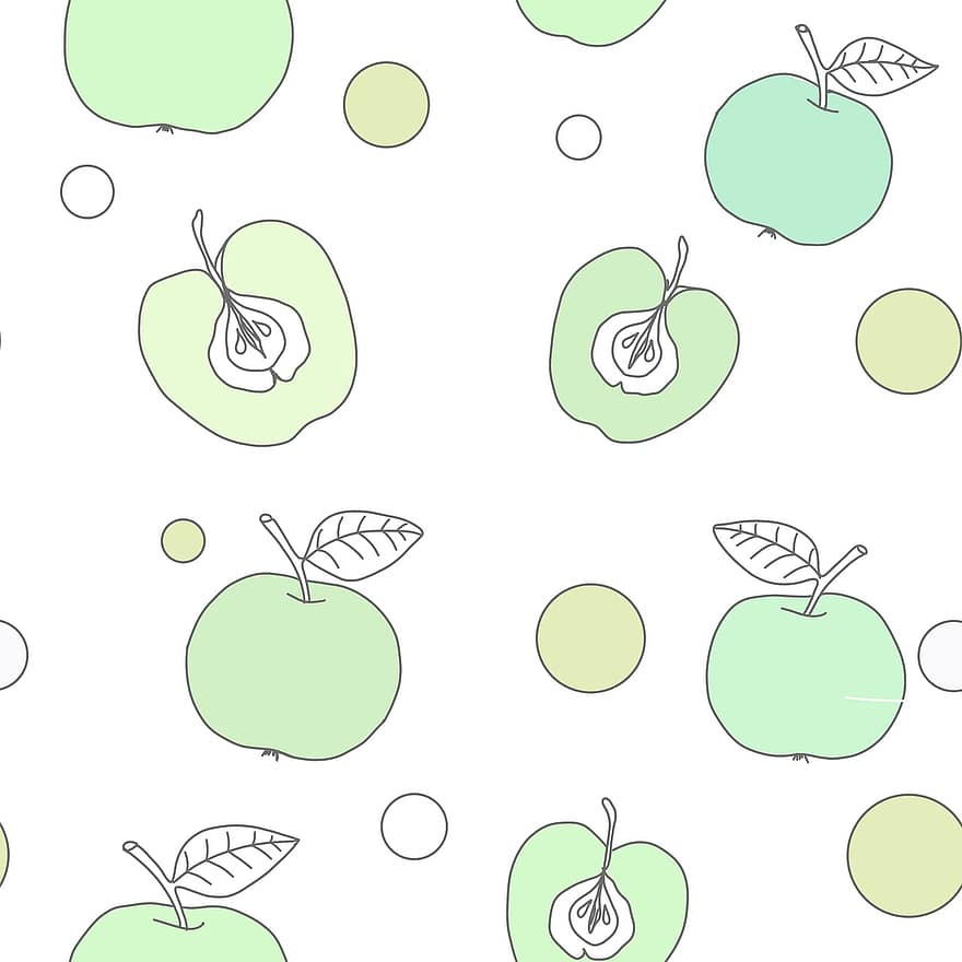 りんご、パターン、バックグラウンド、青りんご、フルーツ、シームレス、設計