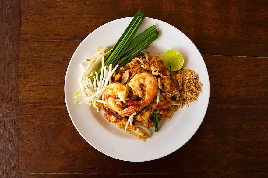 γαρίδα, λαζάνια, λαχανικά, pad thai, ταϊλανδέζικο φαγητό, εστιατόριο, μάγειρας, φαγητό, Ταϊλάνδη, Ασία, μαγείρεμα