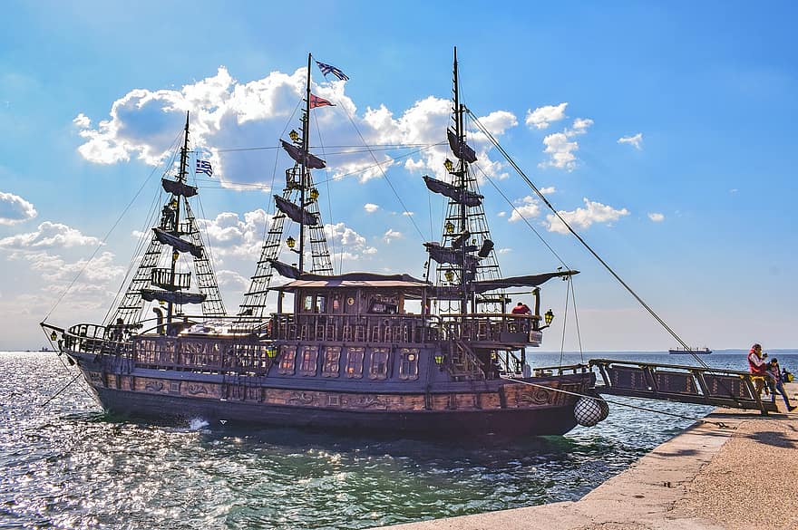 เรือ, เรือสำราญ, เรือใบ, การท่องเที่ยว, ทะเล, ตอนเช้า, Thessaloniki, เรือเดินทะเล, กำปั่น, การเดินเรือ, การขนส่ง