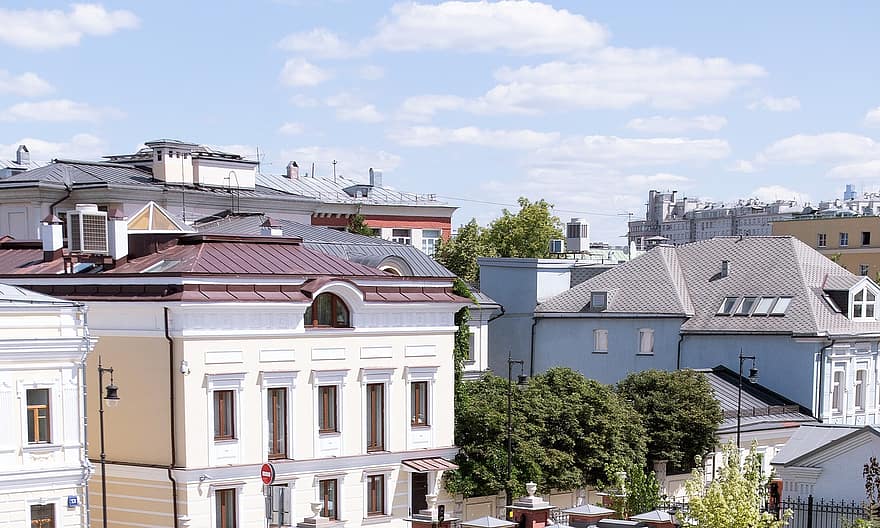 dach, budynek, Moskwa, Rosja, Miasto