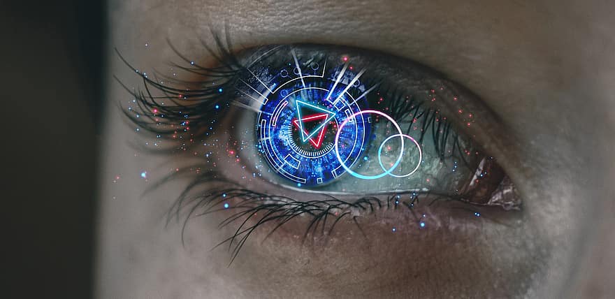 occhio, bionico, riflessione, artificiale, iris, l'apprendista, vista, visione, robot, fantascienza, fantasia