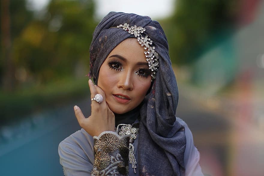 modello, hijab, ragazza, musulmano, donna, femmina, ritratto, Islam, Indonesia, foulard, occhi