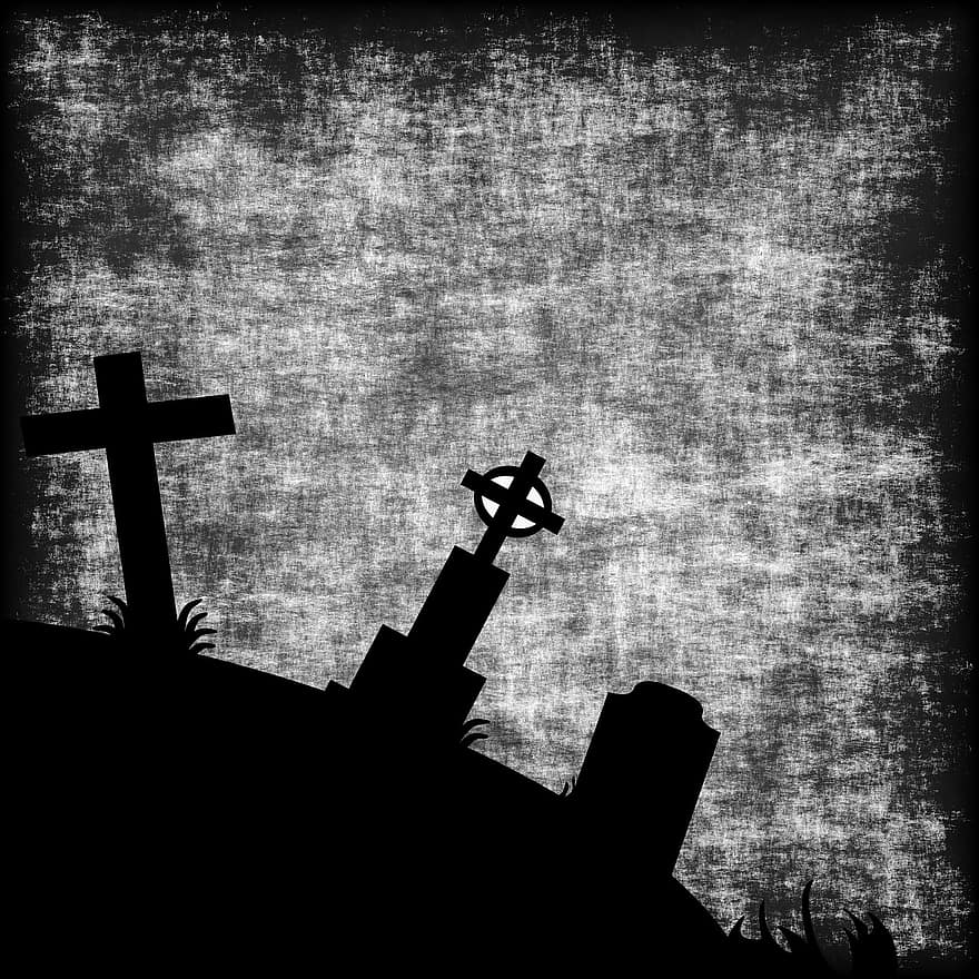 cemitério, assustador, dia das Bruxas, Sombrio