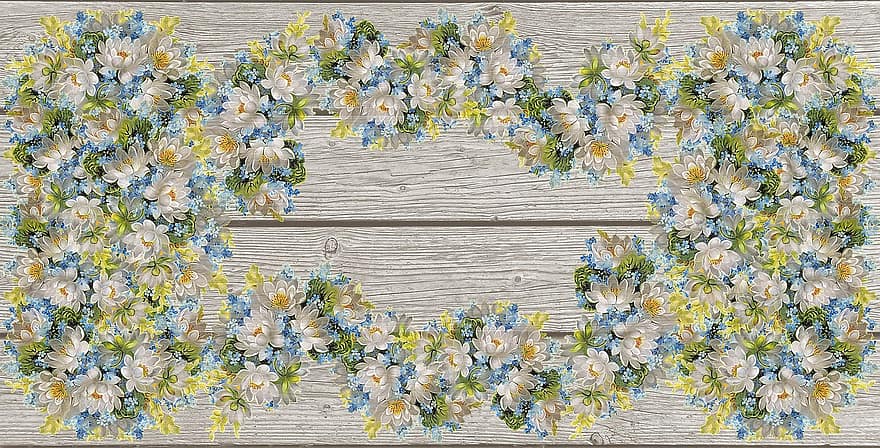 On Wood, Wood Panel, Romantic, Country House, Wood, Decorative, Background, Decor, Vintage, Blue, Yellow