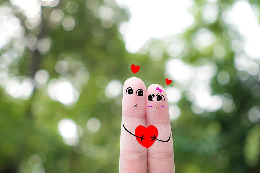 пальчикове мистецтво, пара, кохання, Валентина, серце, романтичний, романтика, відносини, разом, обійми, пальці